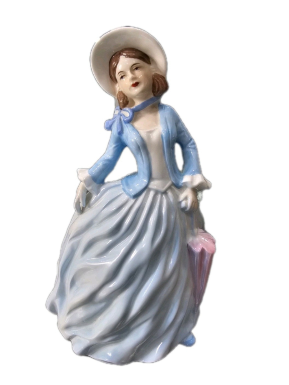 Royal County Fine Bone China Figurine Charlotte Lady in Blue Dress Vintage
